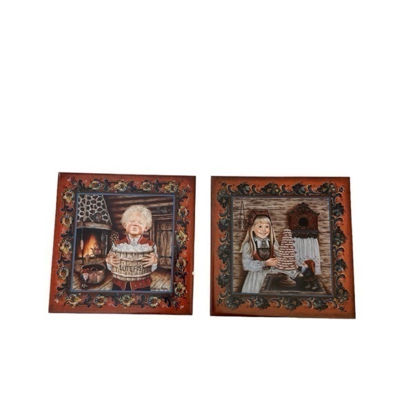 Other - 2 x Suzanne Toftey Vintage Norwegian Norsk Traditional Ceramic Trivet Plaques